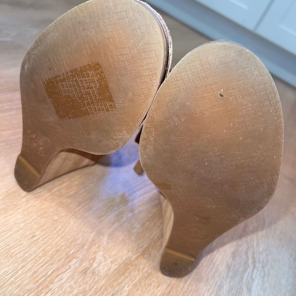 Lucky Brand Ysabel Wedge Bootie in Sesame, Leather Suede Lace up Women’s 9.5 - Picture 4 of 12